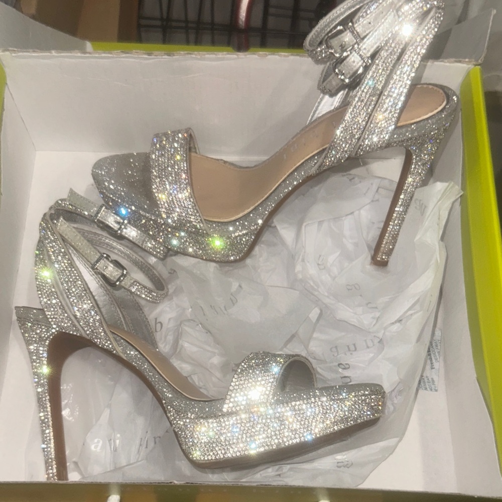 Gianni Bini Sparkling Silver Heels